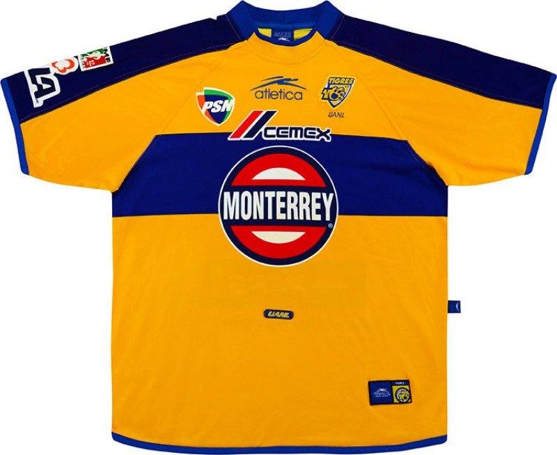  Camisa I Tigres UANL 2001 2002 Atlética Retro